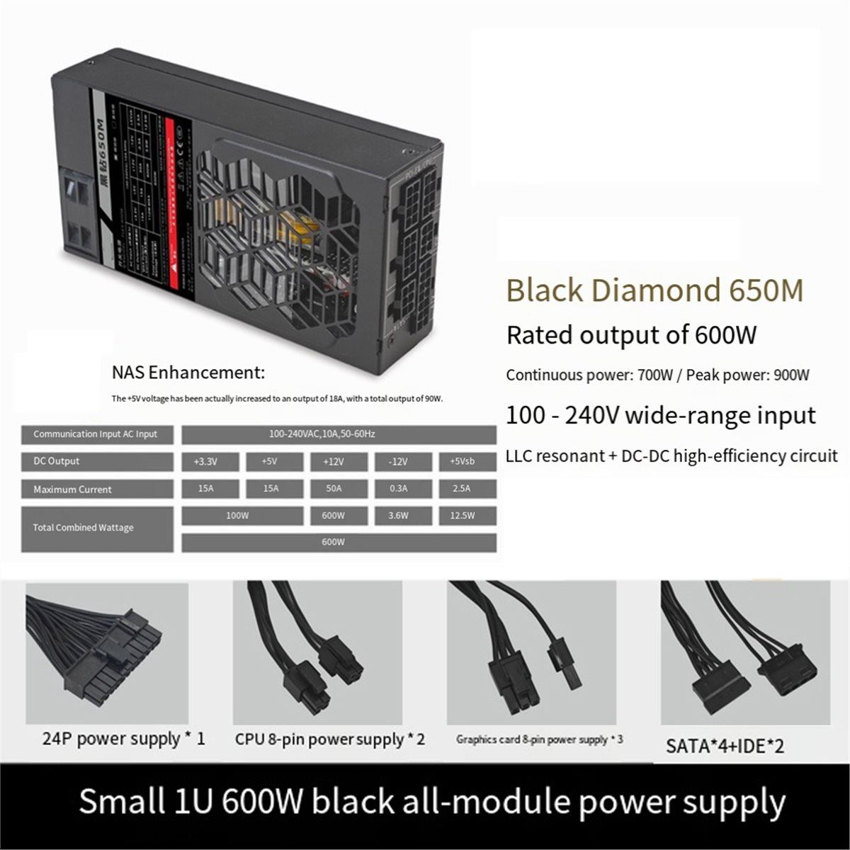 Flex Atx Power Supply 600W 1U - A14G Flex 600W modulaire voeding, klein