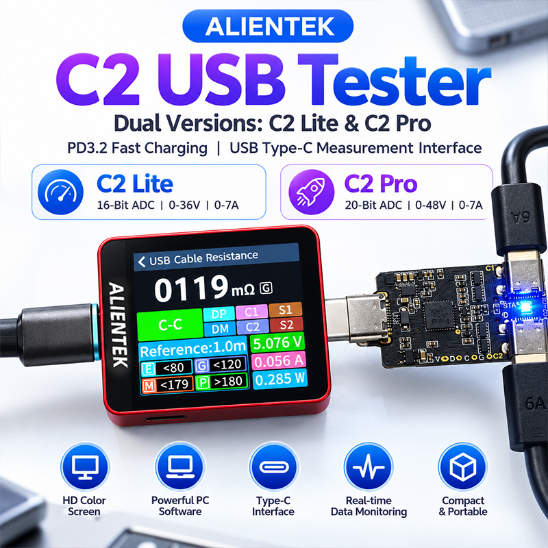 Power Supply Tester - ALIENTEK C2 kleurenschermtester, 240W, hoge stroom,