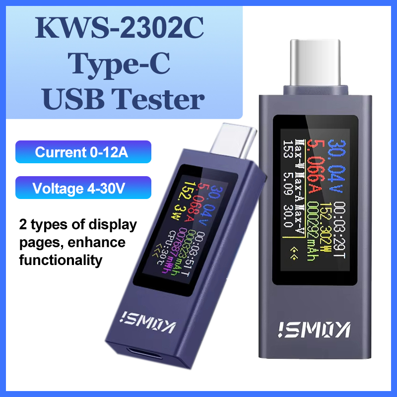 Power Supply Tester - KWS-2302C Type-C USB-tester Multifunctioneel digitaal display