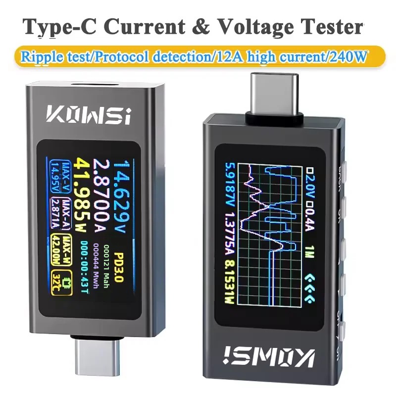 Power Supply Tester - KWS-X1 Type-C stroom- en spanningsmonitor DC