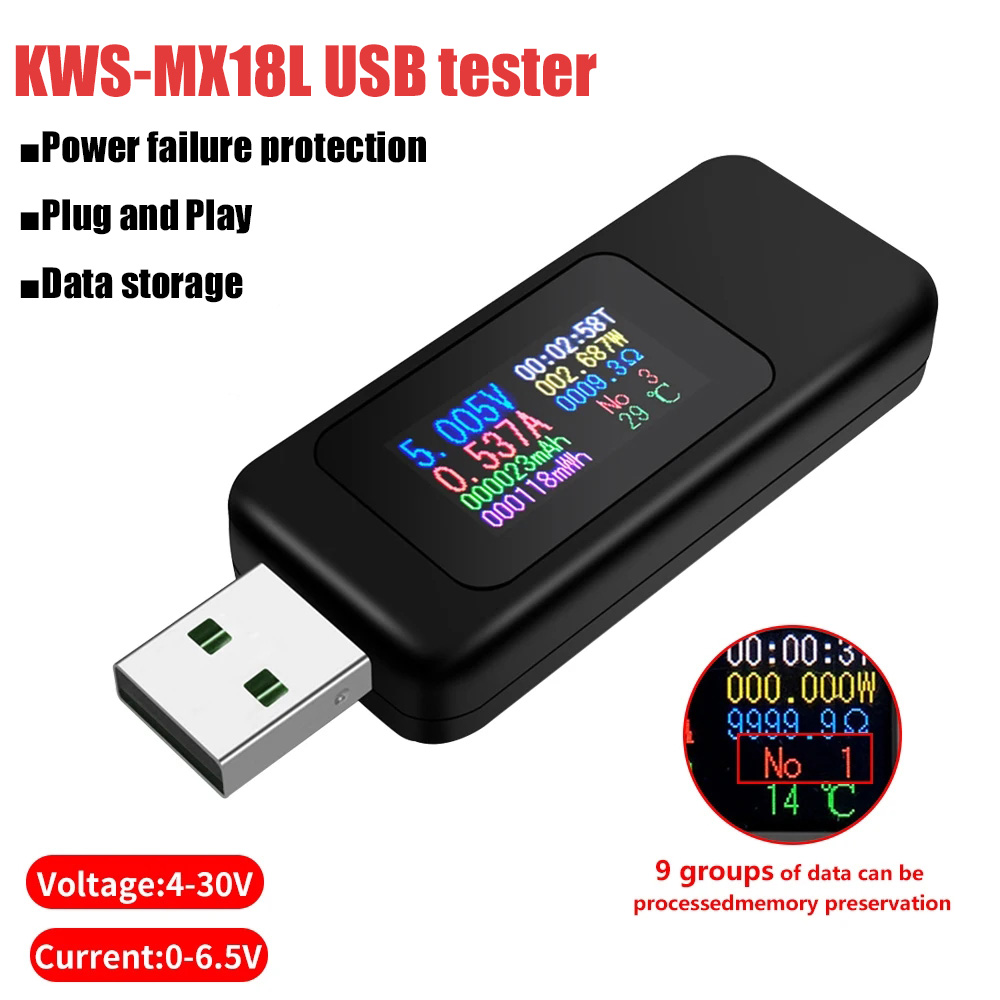 Power Supply Tester - 10-in-1 USB-tester DC digitale voltmeter Amperimetro