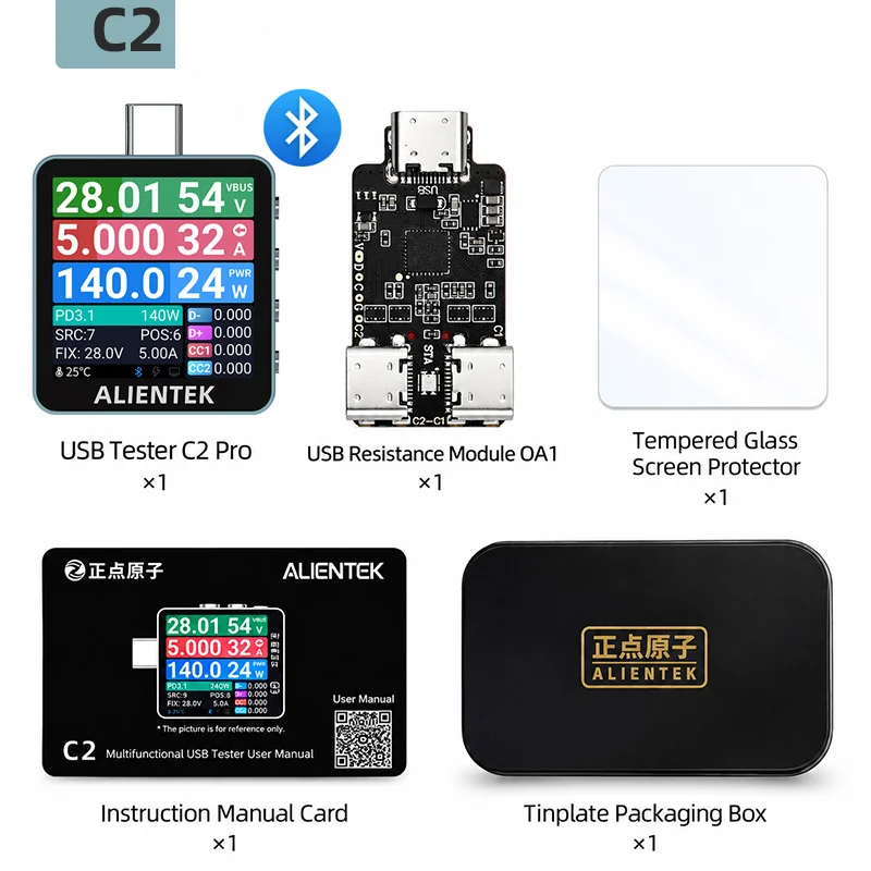 ALIENTEK C2 kleurenschermteste - Power Supply Tester recensie en prijs