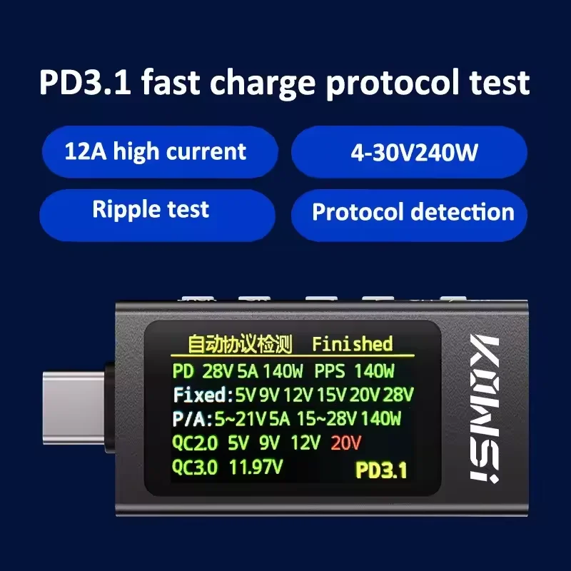 KWS-X1 Type-C stroom- en spann - Power Supply Tester recensie en prijs